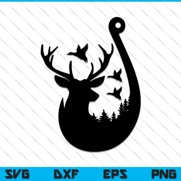 Deer, Duck and Fishing SVG PNG Cutting Printable Files