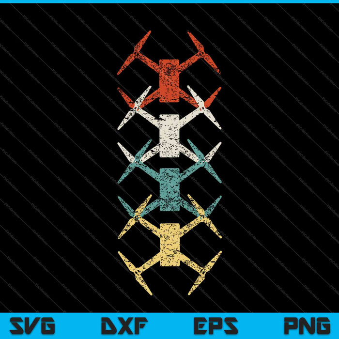 Drone Vintage Retro SVG PNG Cortar archivos imprimibles Drone Vintage Retro SVG PNG Cortar archivos imprimibles