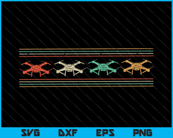 Drone Quadcopter FPV UAV Vintage SVG PNG Cutting Printable Files