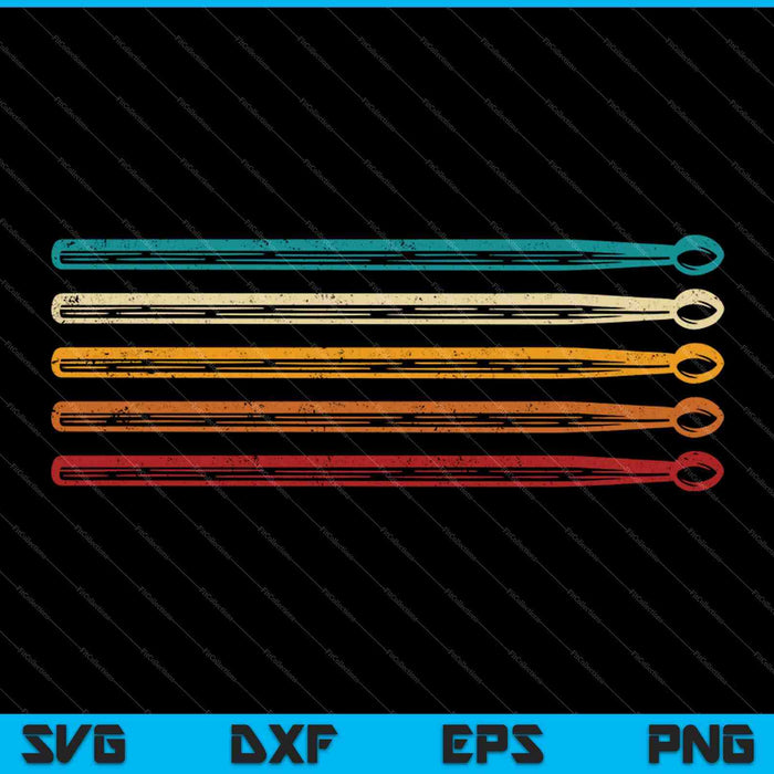 Baquetas de baterista Retro Vintage Drumming SVG PNG Cortar archivos imprimibles Baquetas de baterista Retro Vintage Drumming SVG PNG Cortar archivos imprimibles