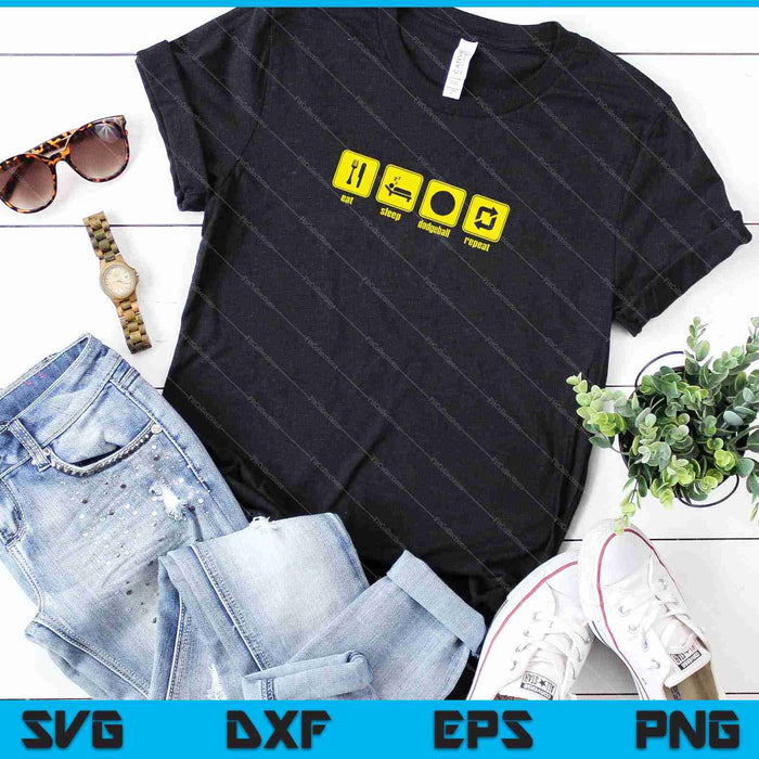Eet slaap Dodgeball Herhaal SVG PNG Snijden afdrukbare bestanden Eet slaap Dodgeball Herhaal SVG PNG Snijden afdrukbare bestanden