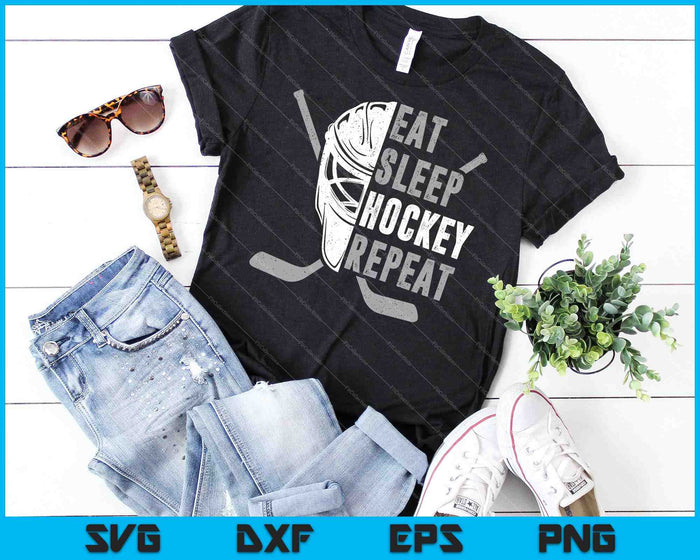 Comer dormir hockey repetir SVG PNG cortar archivos imprimibles Comer dormir hockey repetir SVG PNG cortar archivos imprimibles