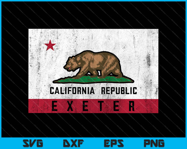 Exeter California Distressed CA Republic Flag SVG PNG Cutting Printable Files