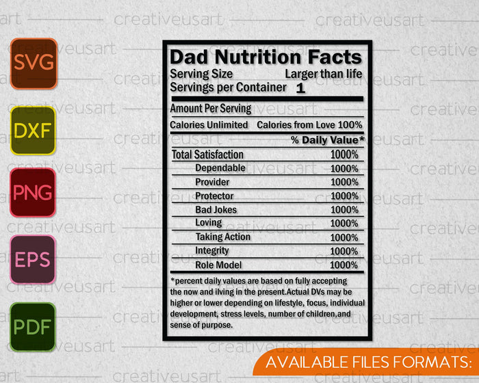 Father's Day Dad Nutrition Facts SVG PNG Cutting Printable Files Father's Day Dad Nutrition Facts SVG PNG Cutting Printable Files