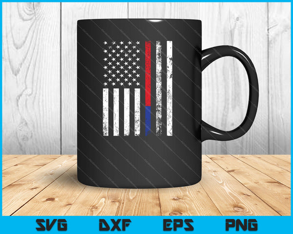Firefighter Police Officer Red & Blue Line Flag SVG PNG Cutting Printable Files