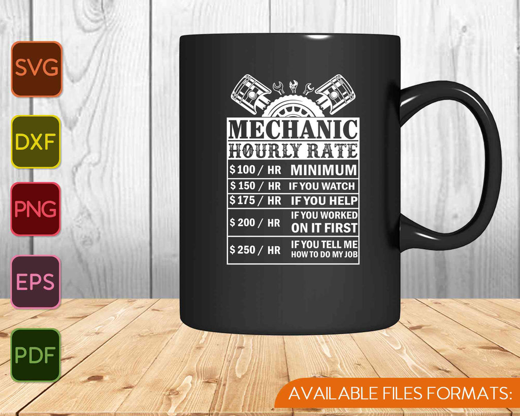 Mechanic Hourly Rate Mug, Funny Mechanic Gift, Auto Mechanic