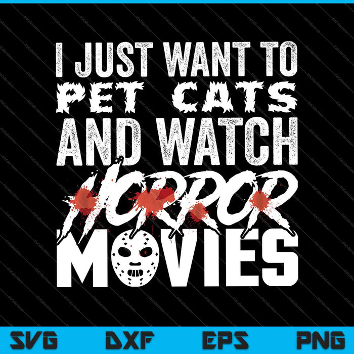 Grappige horror film fan Halloween kat minnaar cadeau SVG PNG snijden afdrukbare bestanden  Grappige horror film fan Halloween kat minnaar cadeau SVG PNG snijden afdrukbare bestanden