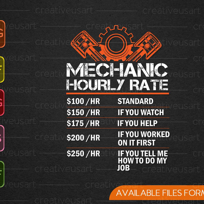 Funny Mechanic Hourly Rate Gift Shirt Design Labor Rates SVG PNG Cutting Printable Files Funny Mechanic Hourly Rate Gift Shirt Design Labor Rates SVG PNG Cutting Printable Files