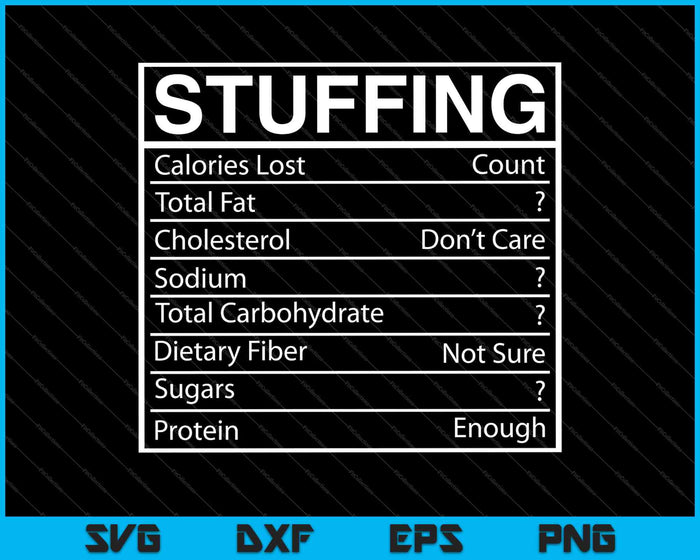 Funny Stuffing Nutrition Facts Label Thanksgiving Premium SVG PNG Cutting Printable Files Funny Stuffing Nutrition Facts Label Thanksgiving Premium SVG PNG Cutting Printable Files