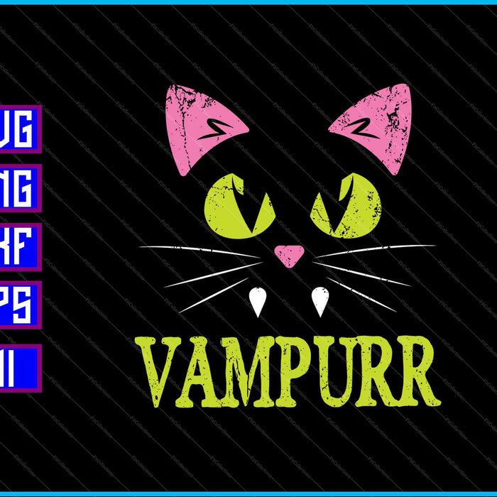 Halloween Cat Vampurr SVG PNG Cutting Printable Files Halloween Cat Vampurr SVG PNG Cutting Printable Files