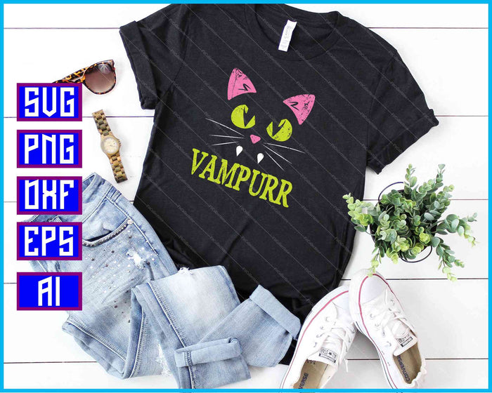 Halloween Cat Vampurr SVG PNG Cutting Printable Files Halloween Cat Vampurr SVG PNG Cutting Printable Files
