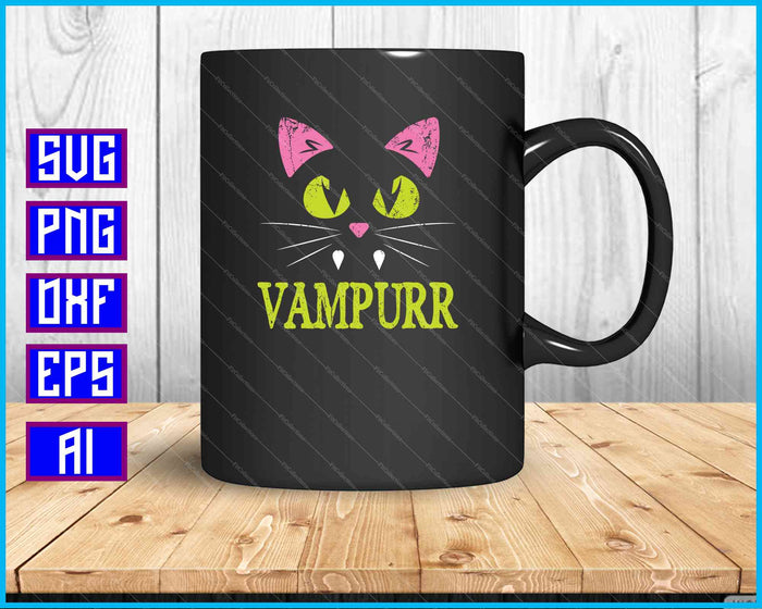 Halloween Cat Vampurr SVG PNG Cutting Printable Files Halloween Cat Vampurr SVG PNG Cutting Printable Files