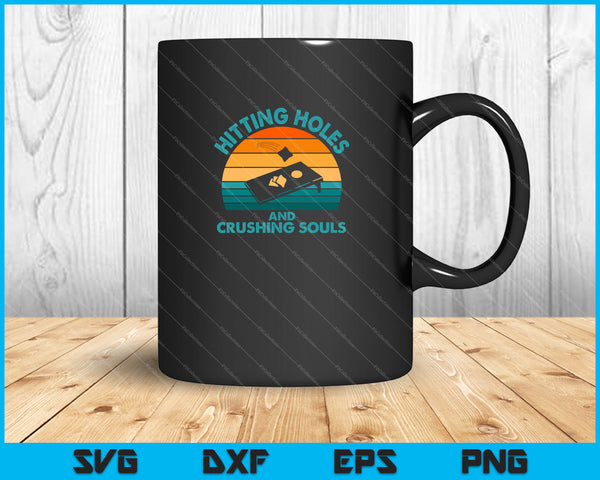 Golpear agujeros y aplastar almas divertido retro Cornhole SVG PNG cortando archivos imprimibles