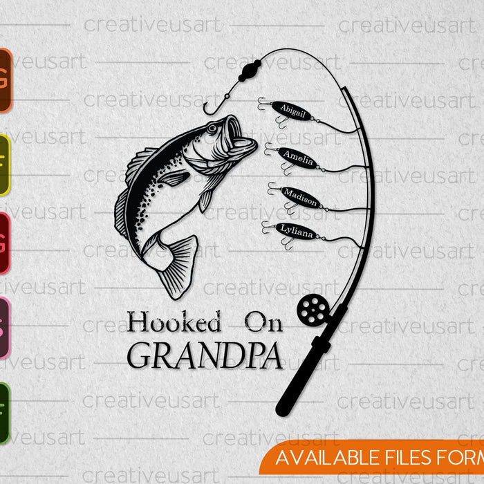 Hooked On Dad Fishing Sign SVG PNG Cutting Printable Files