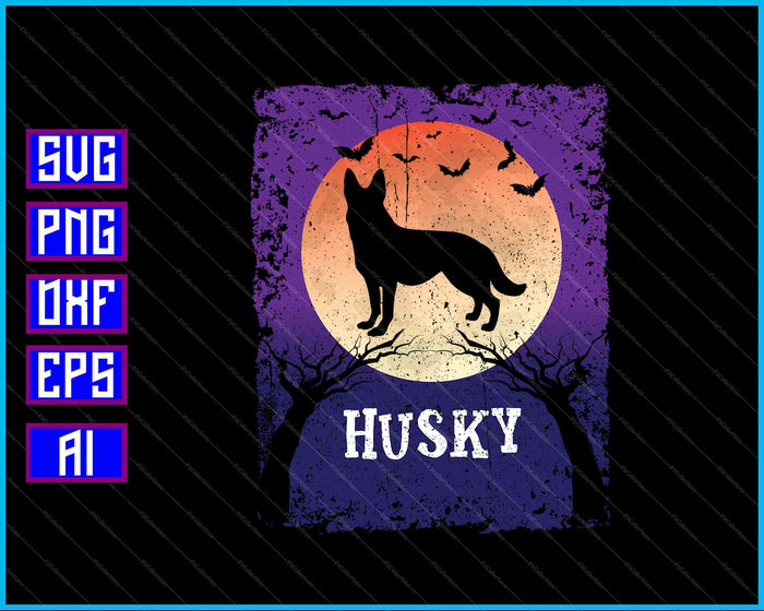 Husky Full Moon Dog SVG PNG Cutting Printable Files Husky Full Moon Dog SVG PNG Cutting Printable Files