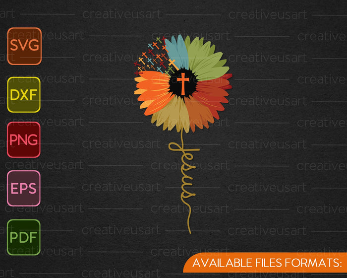 Jezus Zonnebloem SVG PNG Snijden afdrukbare bestanden Jezus Zonnebloem SVG PNG Snijden afdrukbare bestanden