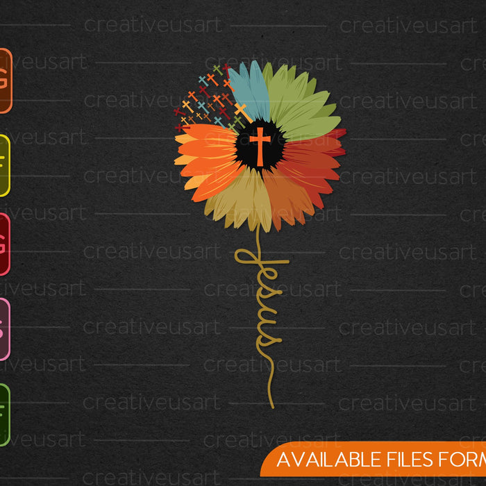 Jezus Zonnebloem SVG PNG Snijden afdrukbare bestanden Jezus Zonnebloem SVG PNG Snijden afdrukbare bestanden
