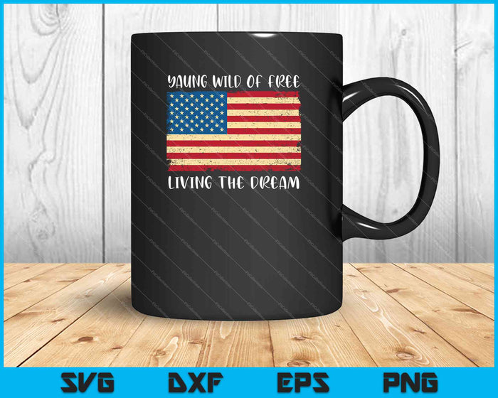 4 de julio Bandera Americana Joven Libre Viviendo El Sueño SVG PNG Cortando Archivos Imprimibles 4 de julio Bandera Americana Joven Libre Viviendo El Sueño SVG PNG Cortando Archivos Imprimibles