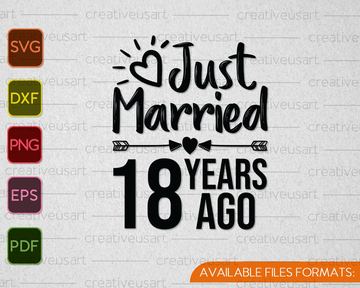 Just Married 18 Years Ago SVG PNG Cutting Printable Files Just Married 18 Years Ago SVG PNG Cutting Printable Files