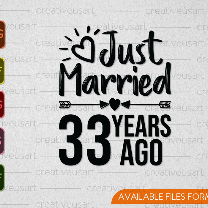 Just Married 33 Years Ago SVG PNG Cutting Printable Files Just Married 33 Years Ago SVG PNG Cutting Printable Files