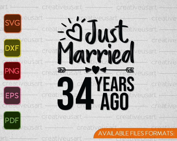 Just Married 34 Years Ago SVG PNG Cutting Printable Files Just Married 34 Years Ago SVG PNG Cutting Printable Files