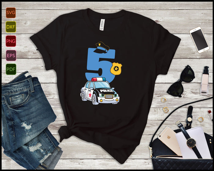 Kids 5th Birthday Police 5 Years Old Officer Car SVG PNG Cutting Printable Files Kids 5th Birthday Police 5 Years Old Officer Car SVG PNG Cutting Printable Files