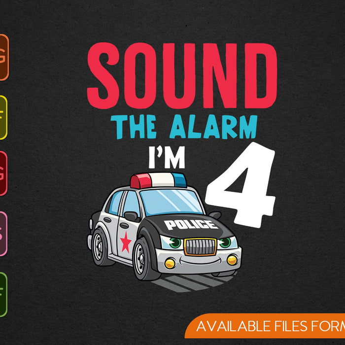 Kids Birthday Boy 4 Years Old Police Car Policeman Cop SVG PNG Cutting Printable Files Kids Birthday Boy 4 Years Old Police Car Policeman Cop SVG PNG Cutting Printable Files
