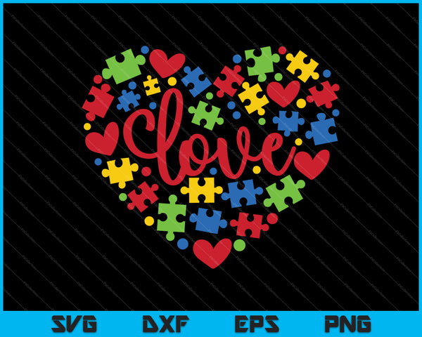 Love Autism Awareness  Heart SVG PNG Cutting Printable Files