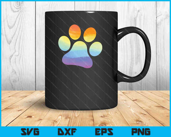 Loves Dogs Cats Animals Paw Print Animal Lover Rainbow Art SVG PNG Cutting Printable Files