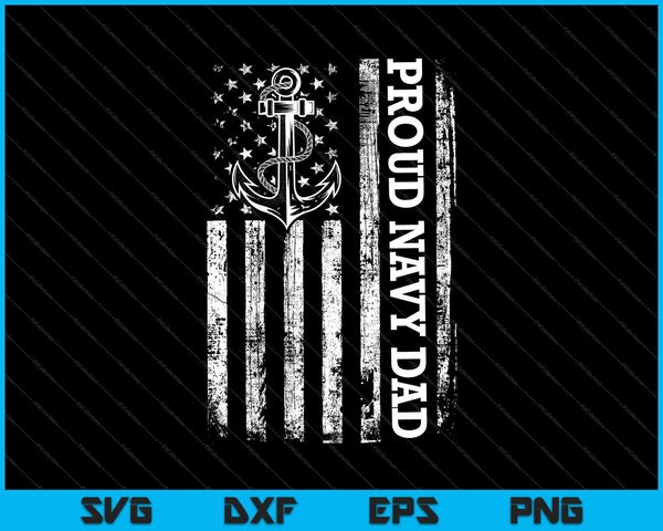 Vintage USA American Flag Proud Navy Dad SVG PNG Cutting Printable Files
