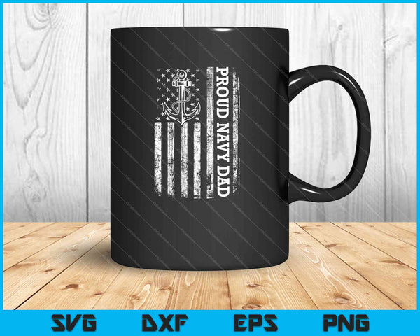 Vintage USA American Flag Proud Navy Dad SVG PNG Cutting Printable Files