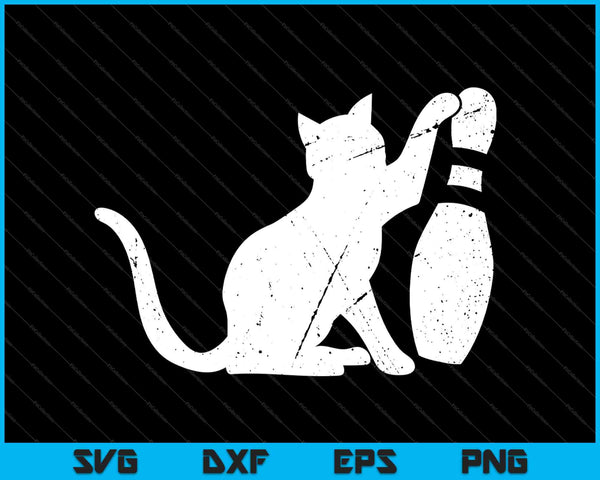Ornery Alley Cat Tipping Bowling Pin Divertido Equipo Regalo SVG PNG Cortar Archivos Imprimibles