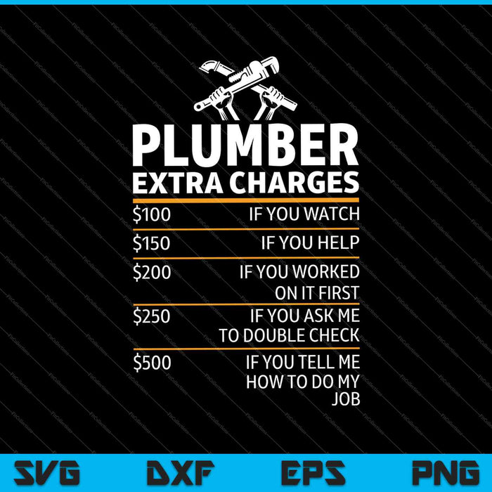 Plumber Extra Charges SVG PNG Cutting Printable Files