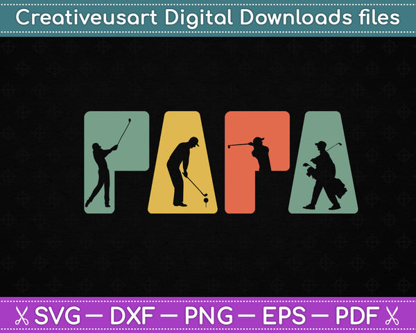 Retro Golfing Papa Golfer SVG PNG Cutting Printable Files