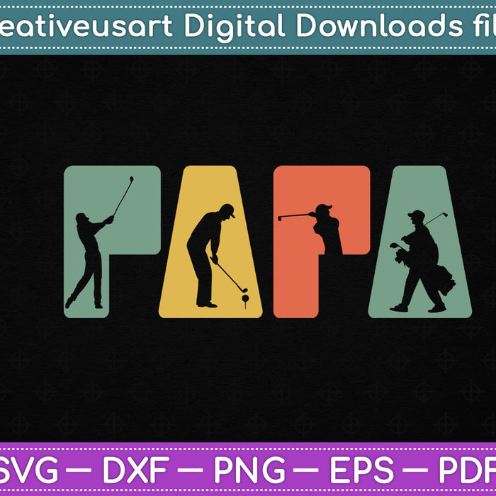 Retro Golfing Papa Golfer SVG PNG Cutting Printable Files Retro Golfing Papa Golfer SVG PNG Cutting Printable Files