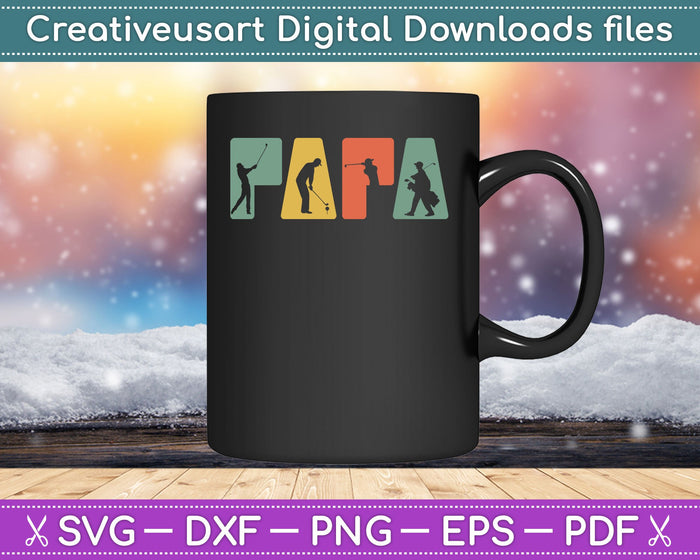 Retro Golfing Papa Golfer SVG PNG Cutting Printable Files Retro Golfing Papa Golfer SVG PNG Cutting Printable Files