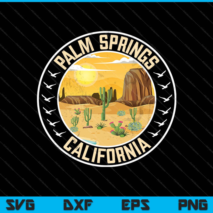 Retro Palm Springs California Desert Sunset SVG PNG Cutting Printable Files