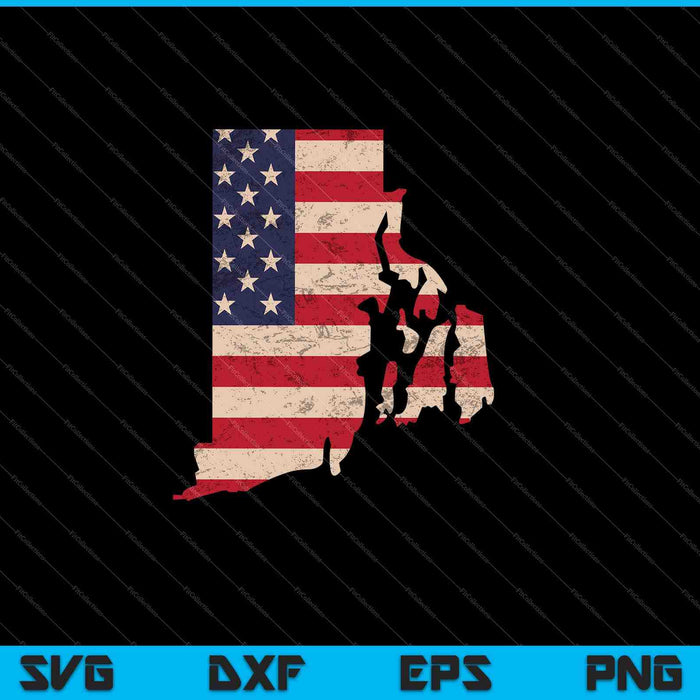 Rhode Island American Flag Vintage SVG PNG Cutting Printable Files