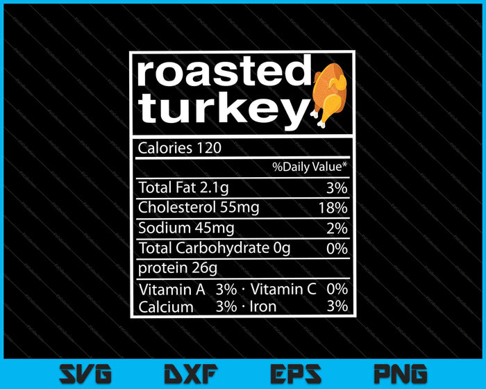 Roasted Turkey Nutrition Facts Thanksgiving SVG PNG Cutting Printable Files