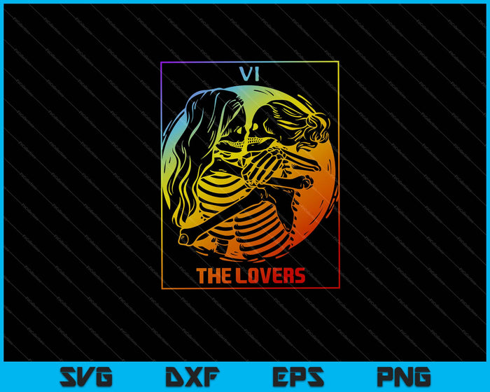 The Lovers Tarot Rainbow Goth Lesbian Skeleton SVG Cutting Printable Files The Lovers Tarot Rainbow Goth Lesbian Skeleton SVG Cutting Printable Files