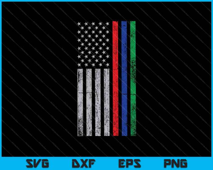Thin Red Blue Green Line Tee Police Firefighters Military SVG PNG Cutting Printable Files