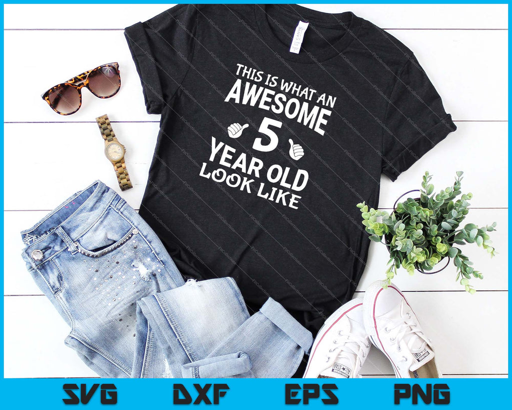 Edward Sinclair Boys' 'Awesome 5 Year Old' Birthday T-Shirt – Cute Kids Tee For Birthdays & Everyday Wear