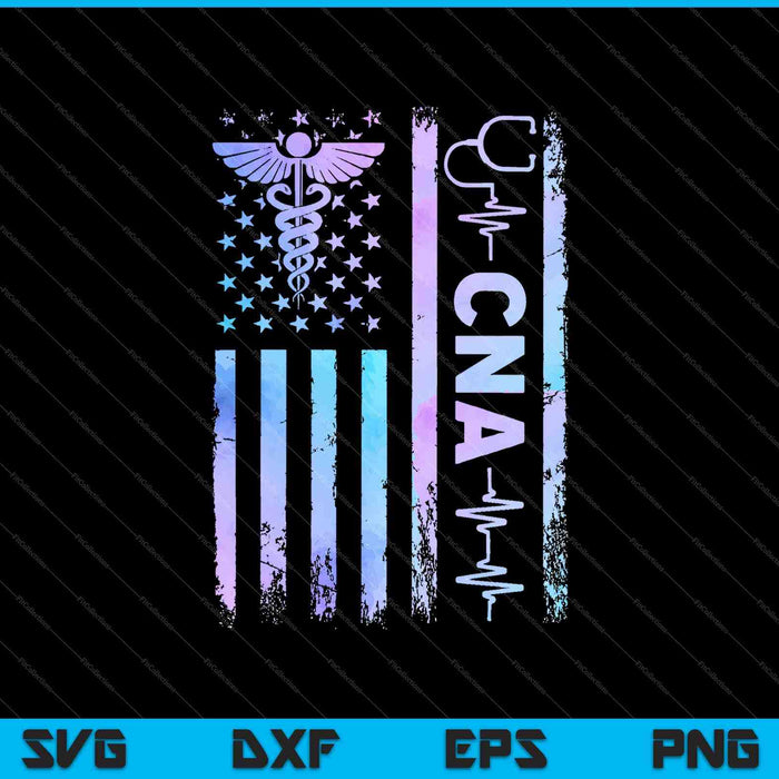 Amerikaanse vlag CNA Tie Dye schattig gecertificeerde verpleegassistent SVG PNG snijden afdrukbare bestanden Amerikaanse vlag CNA Tie Dye schattig gecertificeerde verpleegassistent SVG PNG snijden afdrukbare bestanden