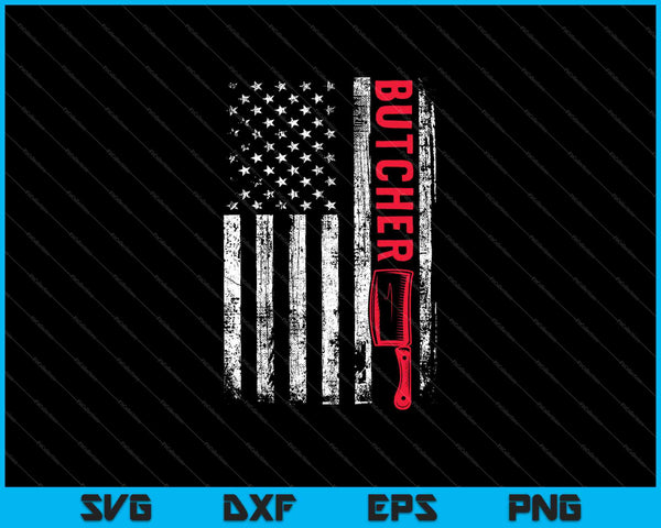 Vintage Amerikaanse slager cadeau USA vlag retro SVG PNG snijden afdrukbare bestanden