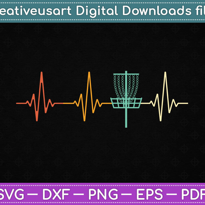 Vintage Disc Golf Retro Heartbeat SVG PNG Cutting Printable Files Vintage Disc Golf Retro Heartbeat SVG PNG Cutting Printable Files
