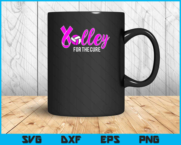 Volleyball Pink Ribbon Breast Cancer Volley For The Cure SVG PNG Cutting Printable Files