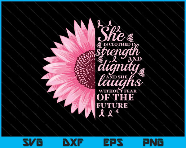 Proverbs 31 Bible Verse Christian Breast Cancer Awareness SVG PNG Cutting Printable Files