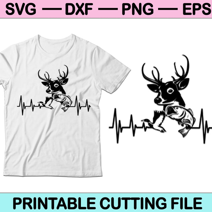 Duck Dear And Fish Heartbeat SVG PNG Digital Cutting Files Duck Dear And Fish Heartbeat SVG PNG Digital Cutting Files