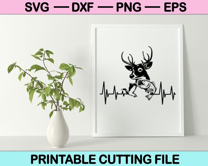 Duck Dear And Fish Heartbeat SVG PNG Digital Cutting Files Duck Dear And Fish Heartbeat SVG PNG Digital Cutting Files