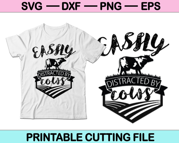 Distraído fácilmente por las vacas SVG PNG cortando archivos imprimibles Distraído fácilmente por las vacas SVG PNG cortando archivos imprimibles